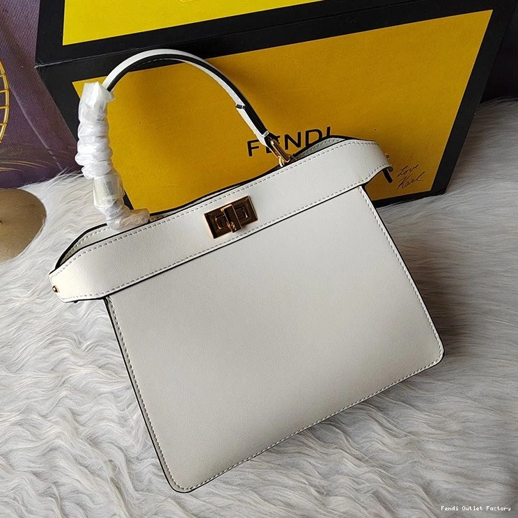 Affordable HOT In Peekaboo Petite White Bag ISeeU Nappa Fendi Leather 0822